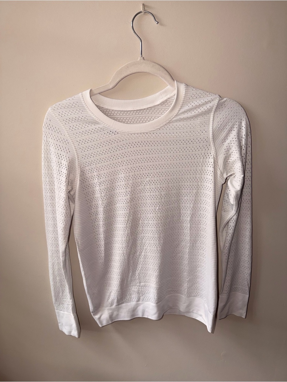 lululemon athletica White Long-Sleeve Perforated Crew Top